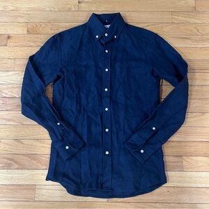 Gustin Button Down Shirt Mens XS Navy Blue Chambray USA Made Western Work Cowboy